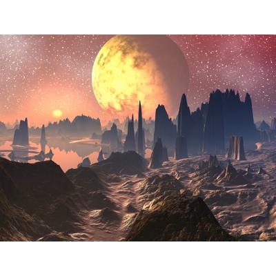 Fototapete PAPERMOON "PLANETEN-FUTURISTISCH WELTRAUM MOND GALAXIE UNIVERSUM", bunt, B:3m L:2,23m, Vlies, Tapeten