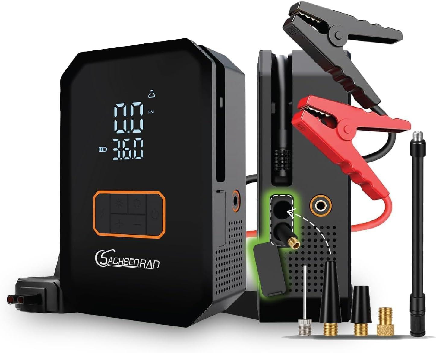 Selius Startbooster Auto - 12V Startbooster met 150 PSI Compressor en 10000 mAh Powerbank - Lithium-polymeer - Universele Pasvorm