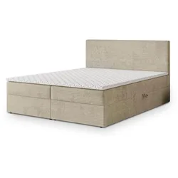 BOXBETT NIRA 140x200 cm mit Matratze und Topper - Creme
