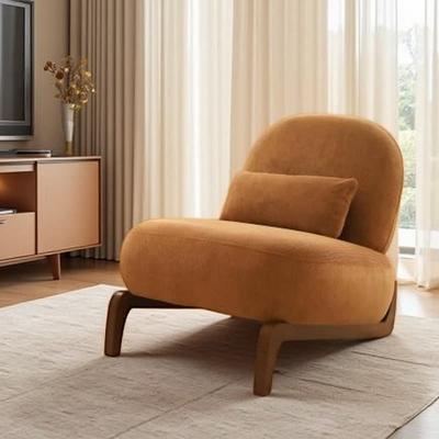 Upholstered Armless Accent Chair with Solid Wood Legs, Modern Cozy Lounge Seat with Soft Cushion, Stylish Compact Reading Chair
