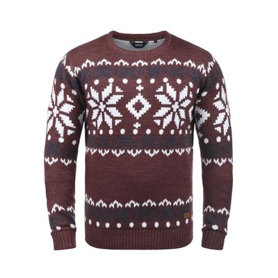 Rundhalspullover SOLID "Rundhalspullover SDNorwig", Herren, Gr. L, rot (wine r mel), Obermaterial: 100% Polyacryl PAN., Pullover Rundhalspullover