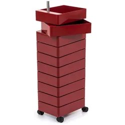 Magis 360° Rollcontainer mit 10 Fächer, bordeaux