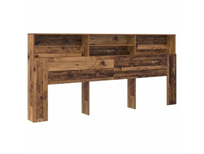 Kopfteil zur Wandmontage, Altholz mit Ablagen, aus technischem Holz Platzsparendes Design, Aufbewahrungsregale, Wandmontage, minimalistischer Stil, Altholz-Finish, einfache Wartung