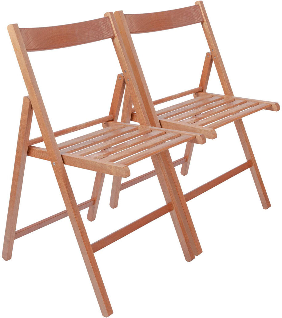 Harbour Housewares - Beech Wood Folding Chairs - Set of 2 Walnut 79cm H X 49cm D X 43cm W