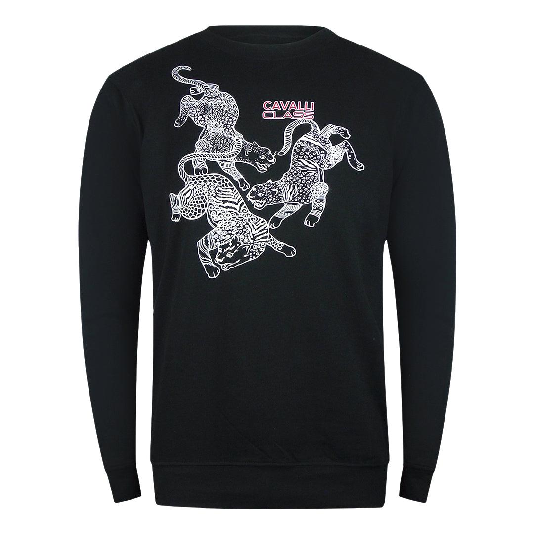 Cavalli Class Paisley Leopards Design Zwarte Sweatshirt