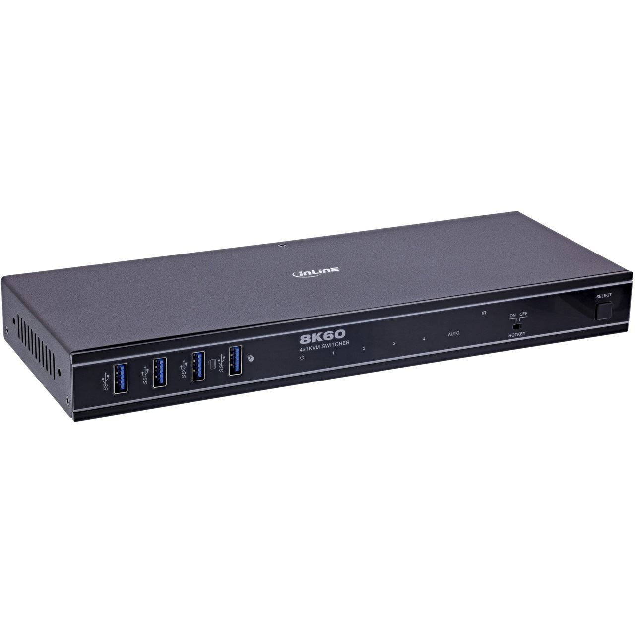 InLine KVM Switch, 4-fach, HDMI, 8K@60Hz, USB 3.2, mit IR & RS-232