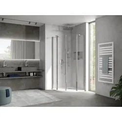 HSK teilgerahmte Runddusche pendelbar 4-teilig „Exklusiv 2.0“ Glas Klar hell, Profile Gunmetal gebürstet, B: 1000 mm H: 2000 mm T: 900 mm