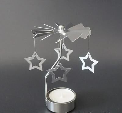 Uplift Essentials Spinning Rotary Metal Carousel Candle Holder star