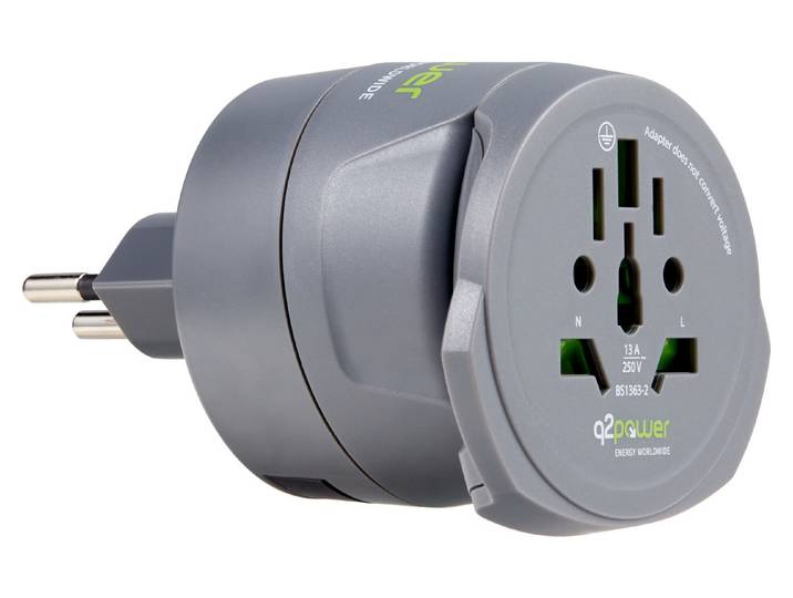 Q2power Reiseadapter Combo World to CH & Schuko