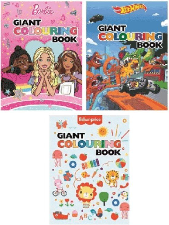 Twisk kleurboek Barbie Hot Wheels Fisher Price - Groot creatief boek met 192 pagina's