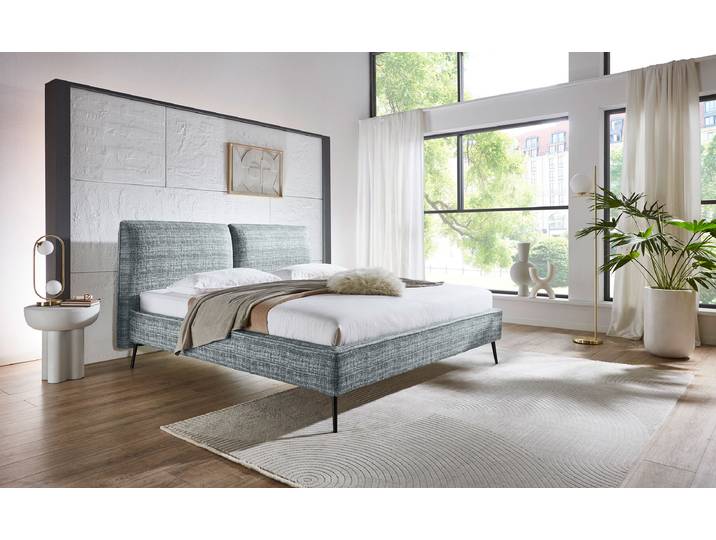 Polsterbett Infinity 160 x 200cm Bouclé Stoff Telma Grau