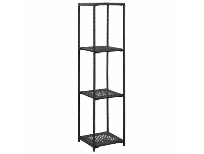 ROMHZKS Regal Schwarz 30x30x120 cm Poly Rattan Standregal Poly Rattan, pflegeleicht, einfacher Aufbau, für Wohnzimmer, Terrasse, Keller