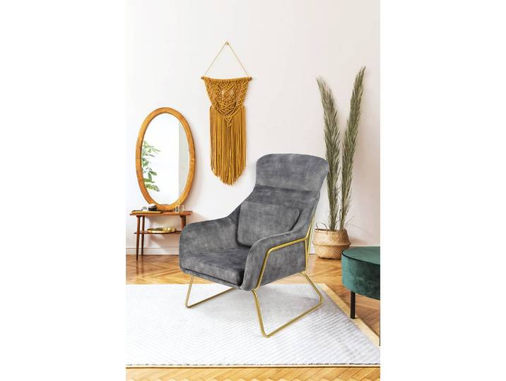 Relaxsessel Tirana Grau/Dunkelgrau Samt 73 x 102 x 80cm