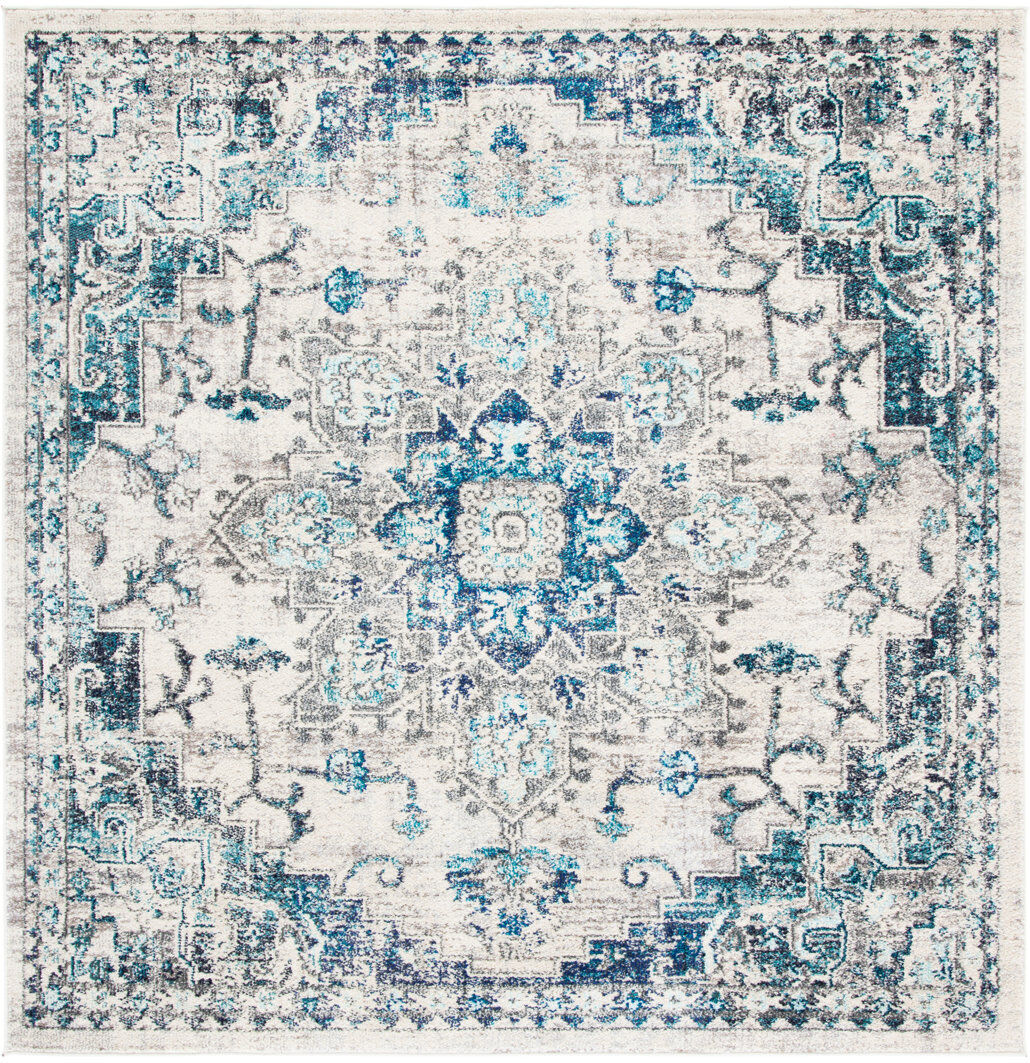 Latitude Vive Madison Floral Area Rug In Ivory / Grey Ivory;Gray Square 152 cm