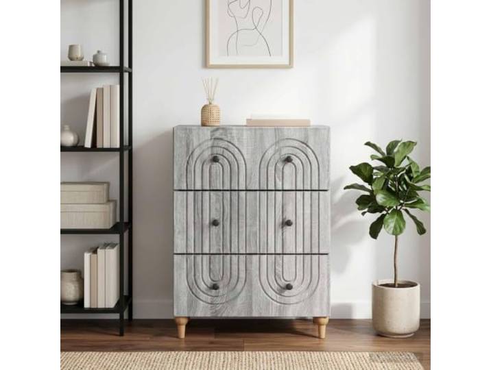 HPUYRFG Schubladenschrank Graues Sonoma 66 x 34,5 x 90 cm Holzwerkstoff Schlankes Design, pflegeleichte Oberfläche, sanft gleitende Laden, robuste Konstruktion, vielseitig nutzbar
