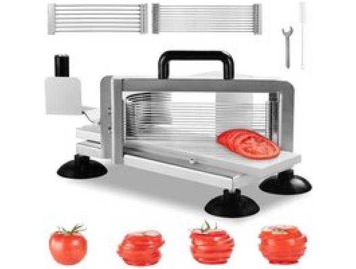 VEVOR Kommerzieller Tomatenschneider, 1/4 +3/8 +3/16 Tomatenschneider, Hochleistungs-Tomatenschneider aus Edelstahl, manueller Gemüseschneider, zum Schneiden von Tomaten, Gurken, Bananen usw.