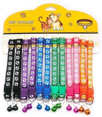 Uplift Picks Twelve Piece Adjustable Nylon Pet Collar Set With Bell For Cats Dogs And Puppies a
