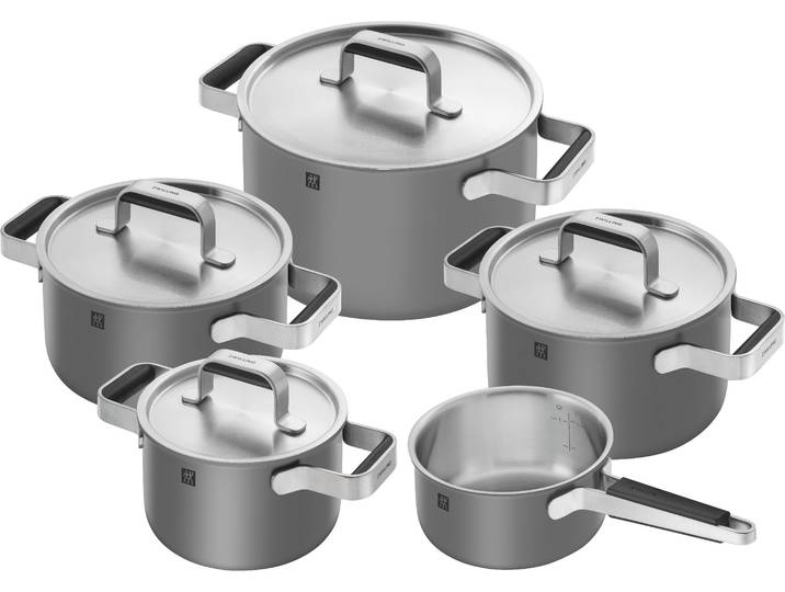 Topf-Set ZWILLING Pure , grau, Töpfe, Topf-Set, Stay-Cool-Griffe, 3-lagige Bodentechnologie