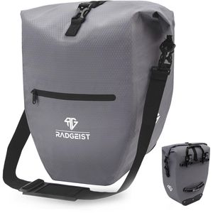 Radgeist Gepäckträgertasche PB-GR-04, grau, 28 Liter, Umhängetasche, wasserdicht, reflektierend