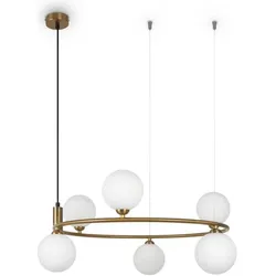 Maytoni, Pendelleuchte, Ring Pendelleuchte, Hängeleuchte 6x G9 Weiss Messing (G9)