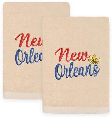 Authentic Hotel and Spa Mardi Gras NEW ORLEANS Embroidered Luxury 100% Turkish Cotton Hand Towels Set of 2