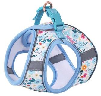 Uplifted Finds Meadow Soft Floral Harness & Leash Set blue Harness m