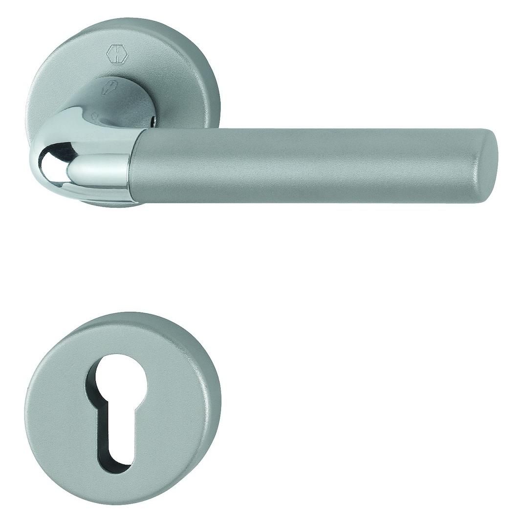 Hoppe Rosettengarnitur Bremen 1505/42KV/42KVS quadratisch Abmessung 8mm PZ F49/F9-2 Stahl verchromt/Alumin (Türgarnitur) (3887727)