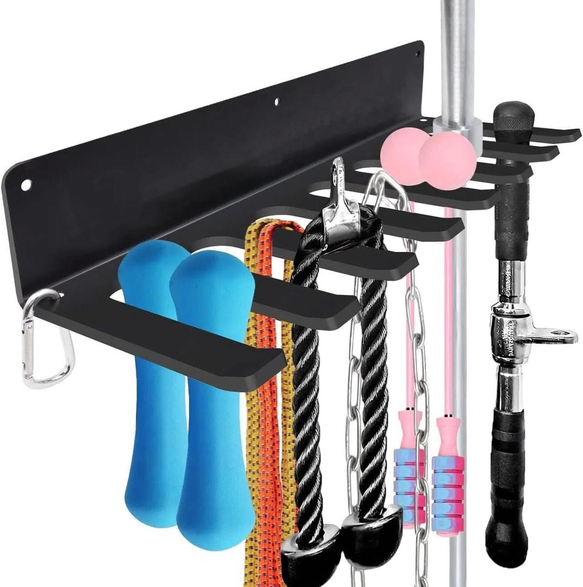 Gym Organizer Rack Fitness Hanger Zwart met 8 Haken