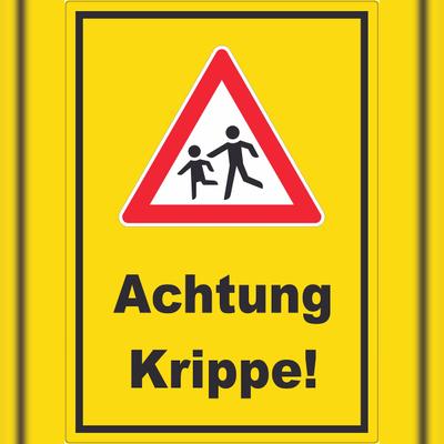 HB-Druck Achtung Krippe Aufkleber A6 (105x148mm)