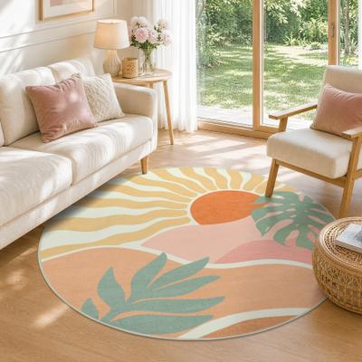 BLUEBELL Boho Sun Design Faux Wool Area Rug – Kid-Friendly & Pet-Safe, Machine Washable Carpet with Non-Slip Backing