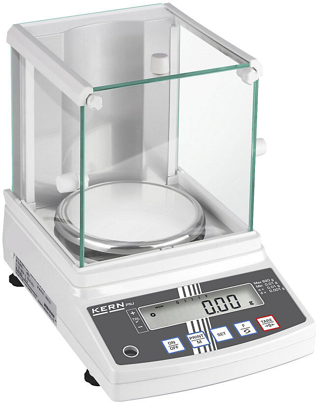 Präzisionswaage, Justierautomatik, eichfähig, Wägebereich bis 620 g, Ablesbarkeit 0,001 g, Wägeplatte 140 mm KERN