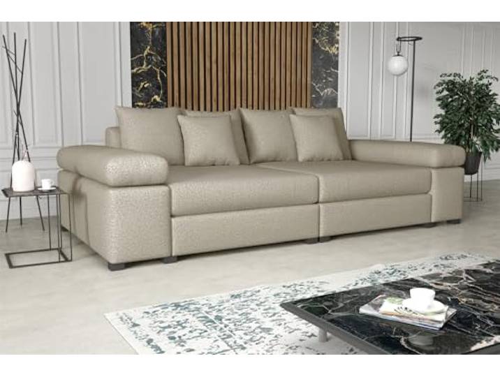 Fun Möbel Big Sofa Couchgarnitur Megasofa Riesensofa Arezzo in Stoff Now or Never (Beige)