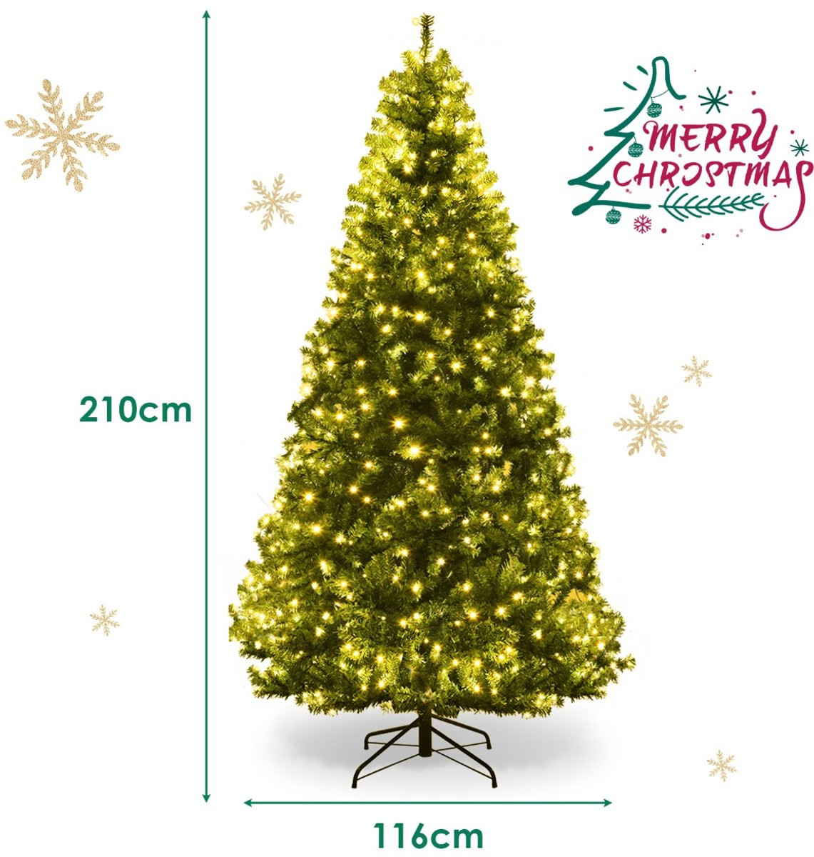 Groene kunstkerstboom met LED-verlichting en verschillende verlichtingsmodi van SureDeal