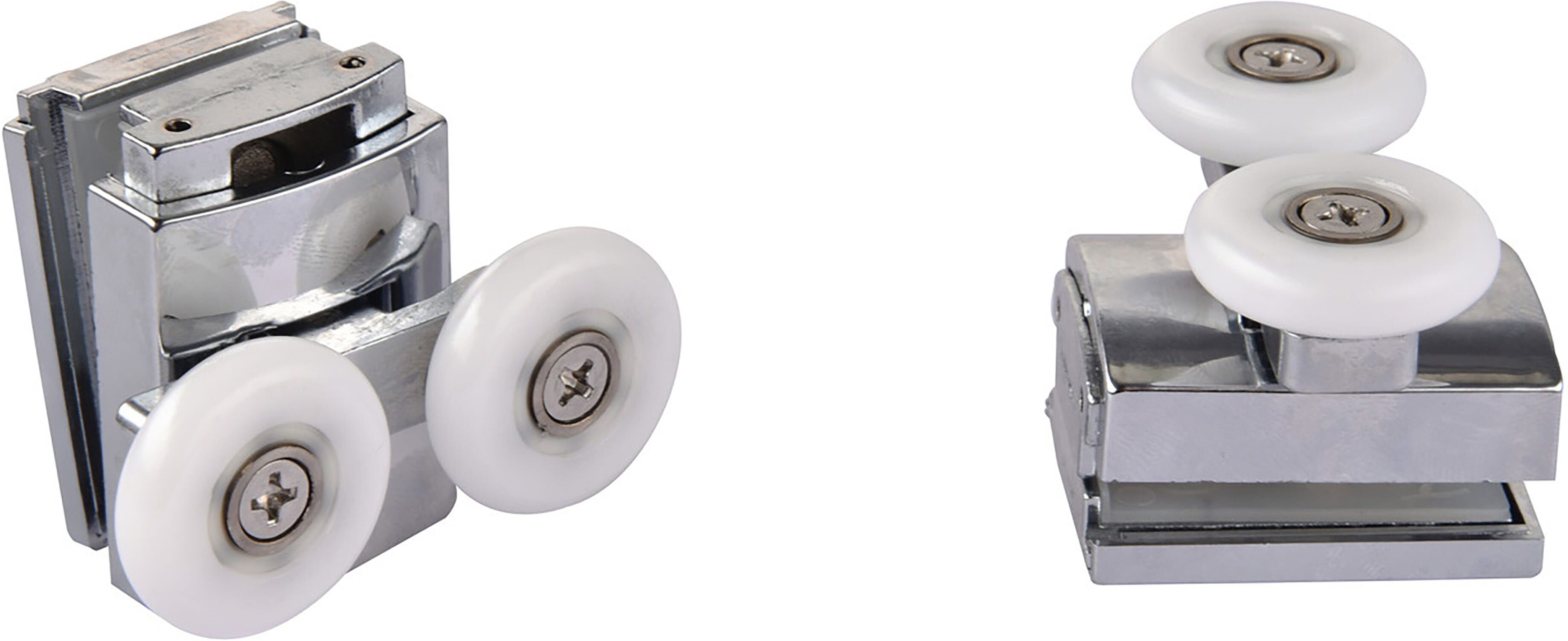 Tecnomat KIT 2 SCORRIMENTI INFERIORI DOPPIA RUOTA Ø23 mm METALLO CROMATO VETRO 6-8 mm FORO 11 mm