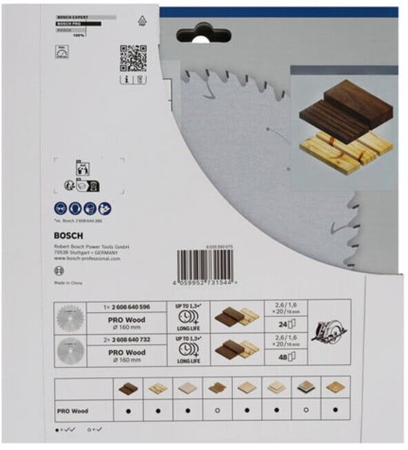 BOSCH Lot promo 3 pièces, 160 mm Pro Wood (2608644729)