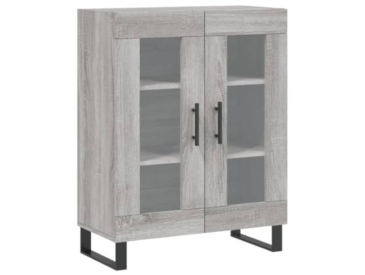 Sideboard Grau Sonoma 69,5x34x90 cm Holzwerkstoff Glas-Türen,Metallfüße,Grau Sonoma,Holzwerkstoff,feuchtes Tuch,Stauraum,Dekoartikel,Fotorahmen,Pflanzen,Wohnzimmer
