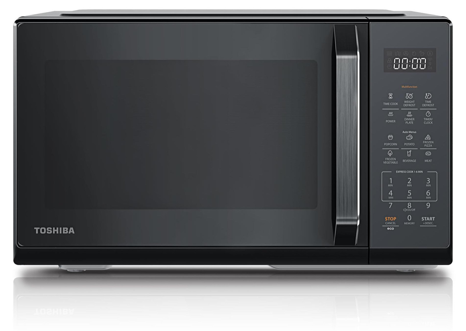 Toshiba Magnetron, spiegelzwart, 23 liter, 800 W, digitale solo-magnetron
