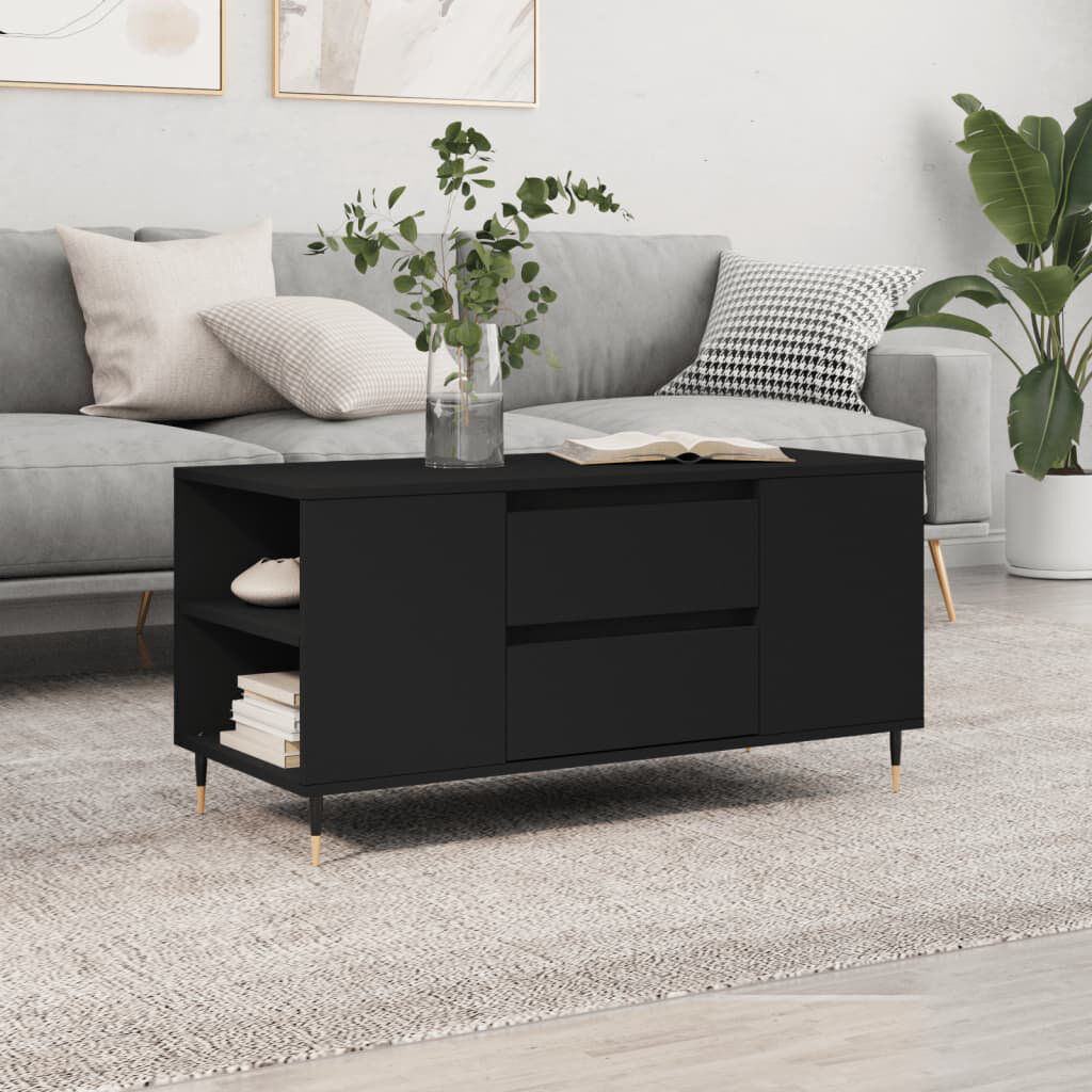 17 Stories Mikera Coffee Table with Storage Black