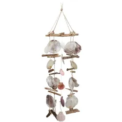 Relaxdays Windspiel Treibholz mit Muscheln Hellbraun