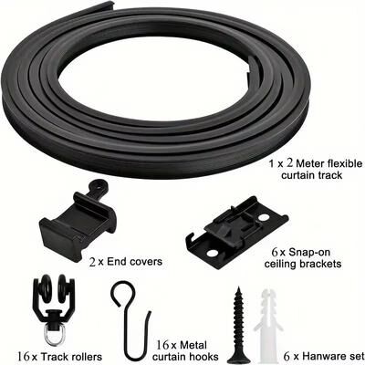 Inspired Finds Flexible Bendable Curtain Track System Heavy Duty Ceiling Or Wall Mount Curved Rail For RVs And Room Dividers 2 Meters wall Installation