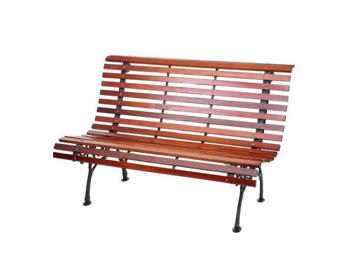 GARTENBANK 2-SITZER Schwarz, Teak Dekor