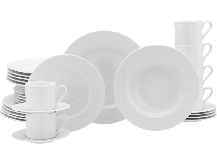 creaTable Kombiservice Polo, Service 30-tlg. (30-tlg), 6 Personen, Porzellan, Daily Use, Zeitlos