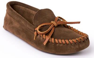 Minnetonka Leather Laced Softsole - Mens 6.5 Brown Slipper Medium
