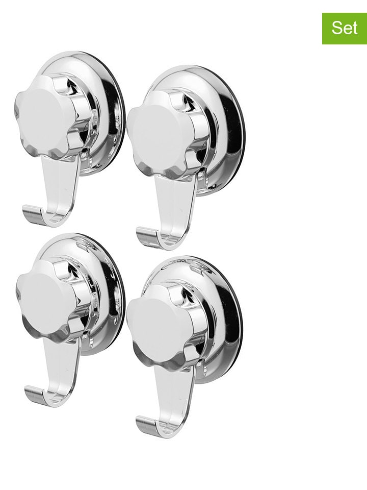 Compactor 4er-Set: Wandhaken "Bestlock" in Silber - (B)7 x (H)4 x (T)8,7 cm - onesize