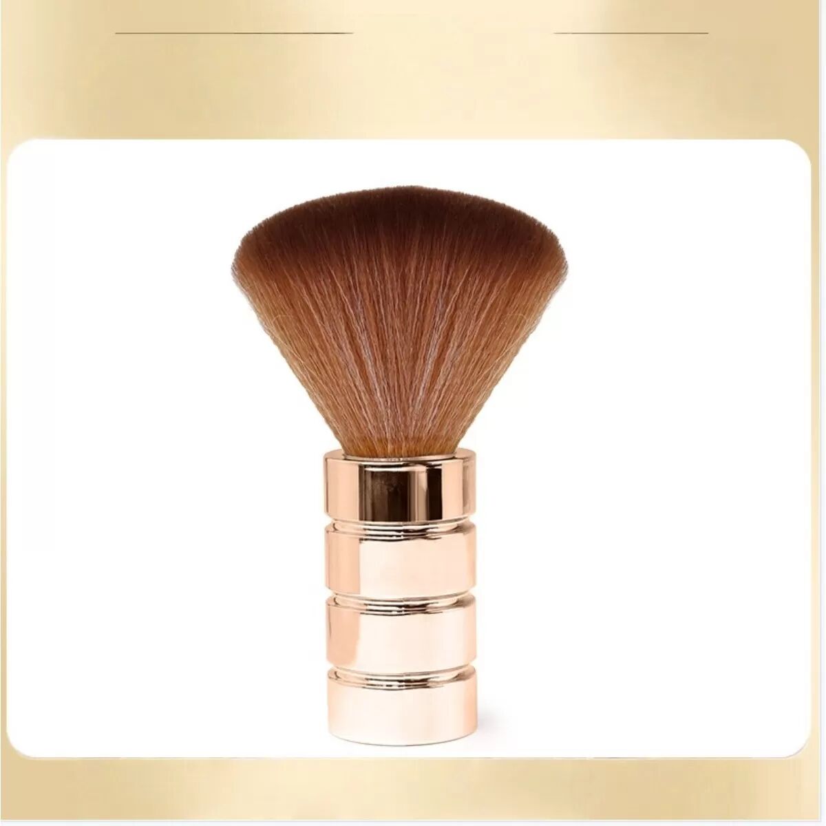 INF Professionelle Friseurbürste Neck Duster mit weichen Nylonborsten und verchromtem Griff für Haarschnitt-Reinigung Roségold