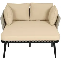 MODFU Sonnenliege aus Stahl und Polyester in Khaki, mit 10 cm Kissen, UV-beständig und waschbar
