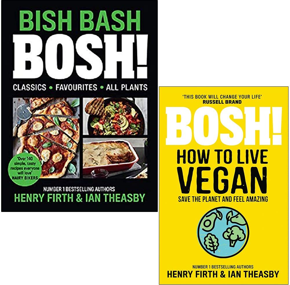 HQ (HarperCollins) BOSH! 2 Book Set: BISH BASH BOSH! & How to Live Vegan by Henry Firth & Ian Theasby - New Paperback Vegan Cookbook & Lifestyle Guide