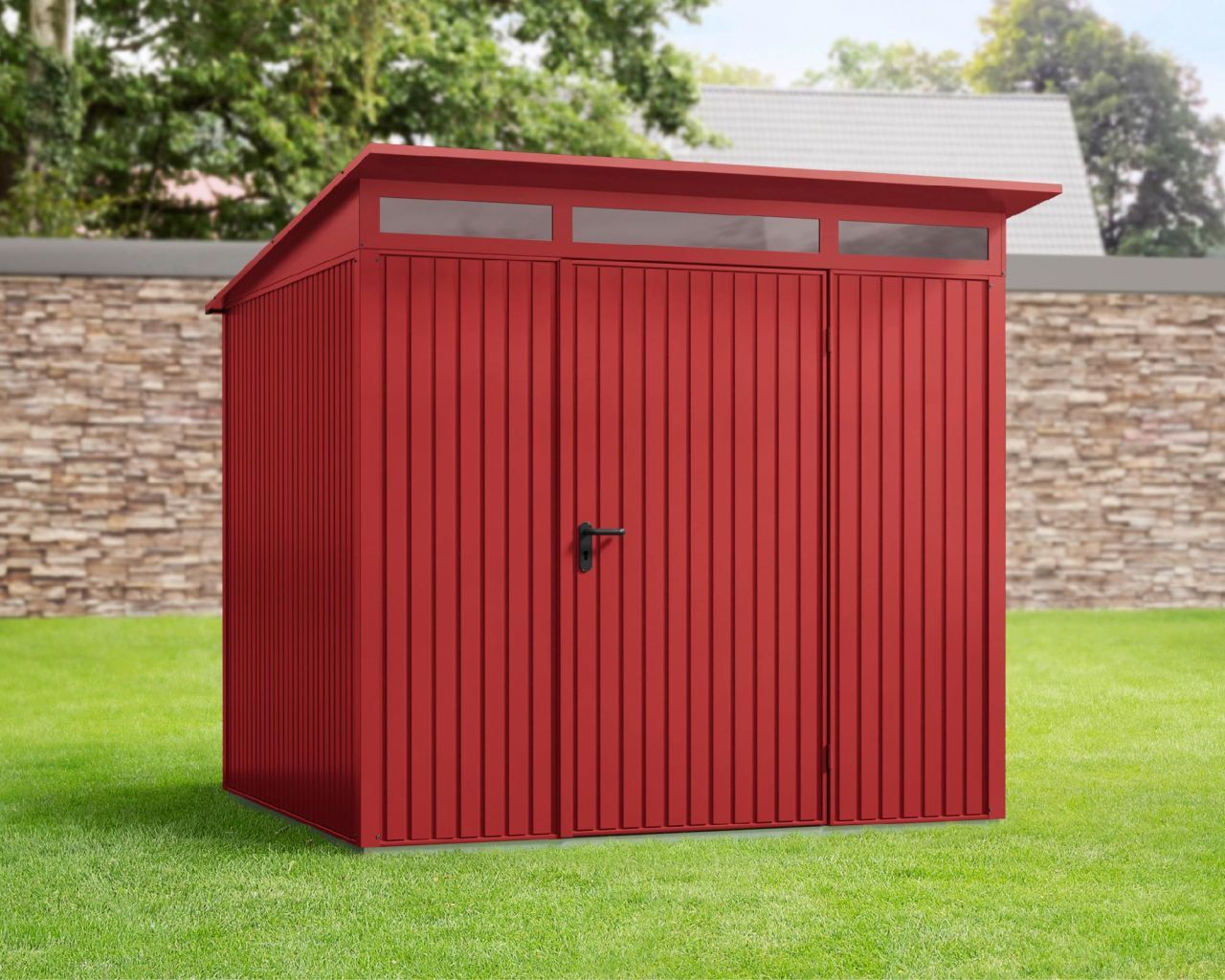 EcoStar Gerätehaus Trend-P Typ 2 purpurrot 247,9 x 283,4 x 232,3 cm