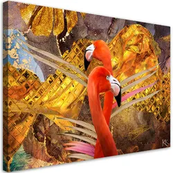 WANDBILD flamingo gold tiere