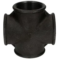 Temperguss Fitting schwarz Kreuzstück 90° 2"